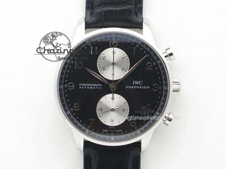 MIROTIME 0524 Sporty Portuguese Tourbillon IW5463 SS ZF Best Edition Black Dial on Black Leather Strap 7173